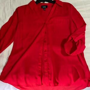 XL Long Sleeve Red flowy blouse